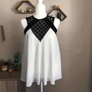 TFNC Chiffon Top With Lace Panel